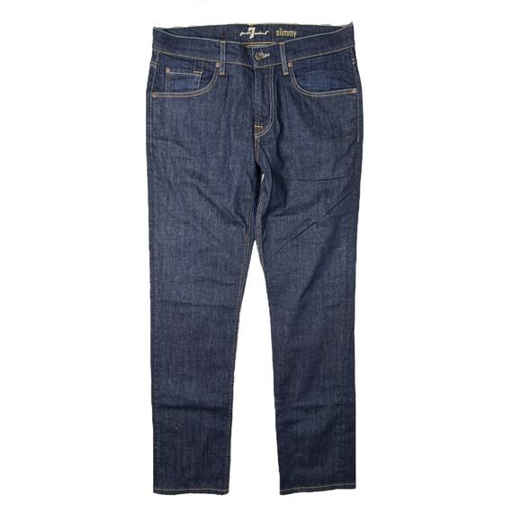 7 For All Mankind 7FAM Slimmy Jeans Slim Straight Dark Wash Denim Mens 33x31 - Picture 1 of 6